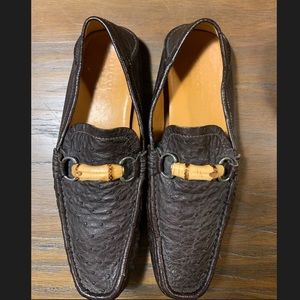Authentic GUCCI Brown Ostrich Leather Loafer